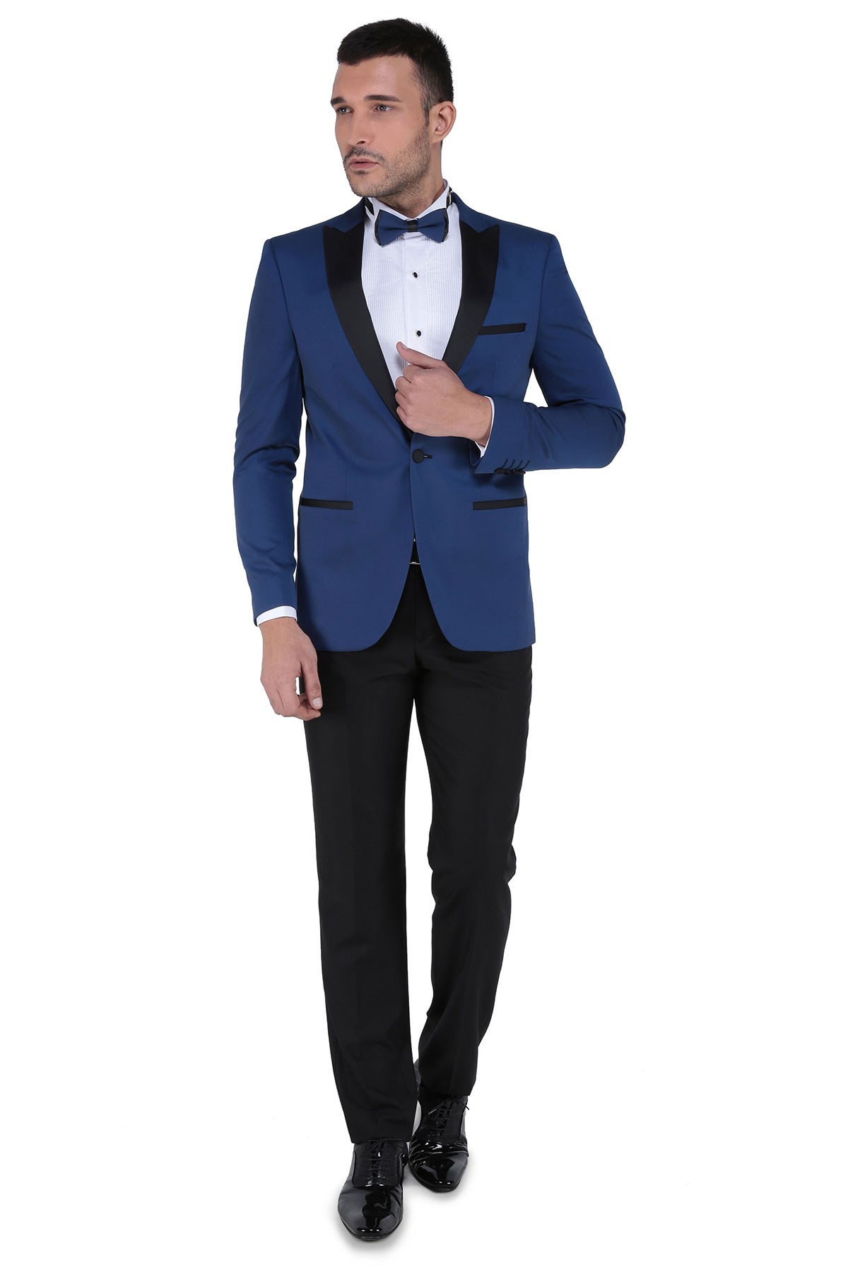 Kevın Ceremony Mono Kruvaze Slim Fit Smokin Takım - Indigo resmi