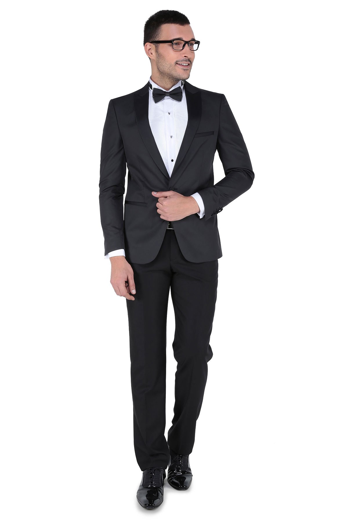 Kevın Ceremony Mono Kruvaze Slim Fit Smokin Takım - Siyah resmi