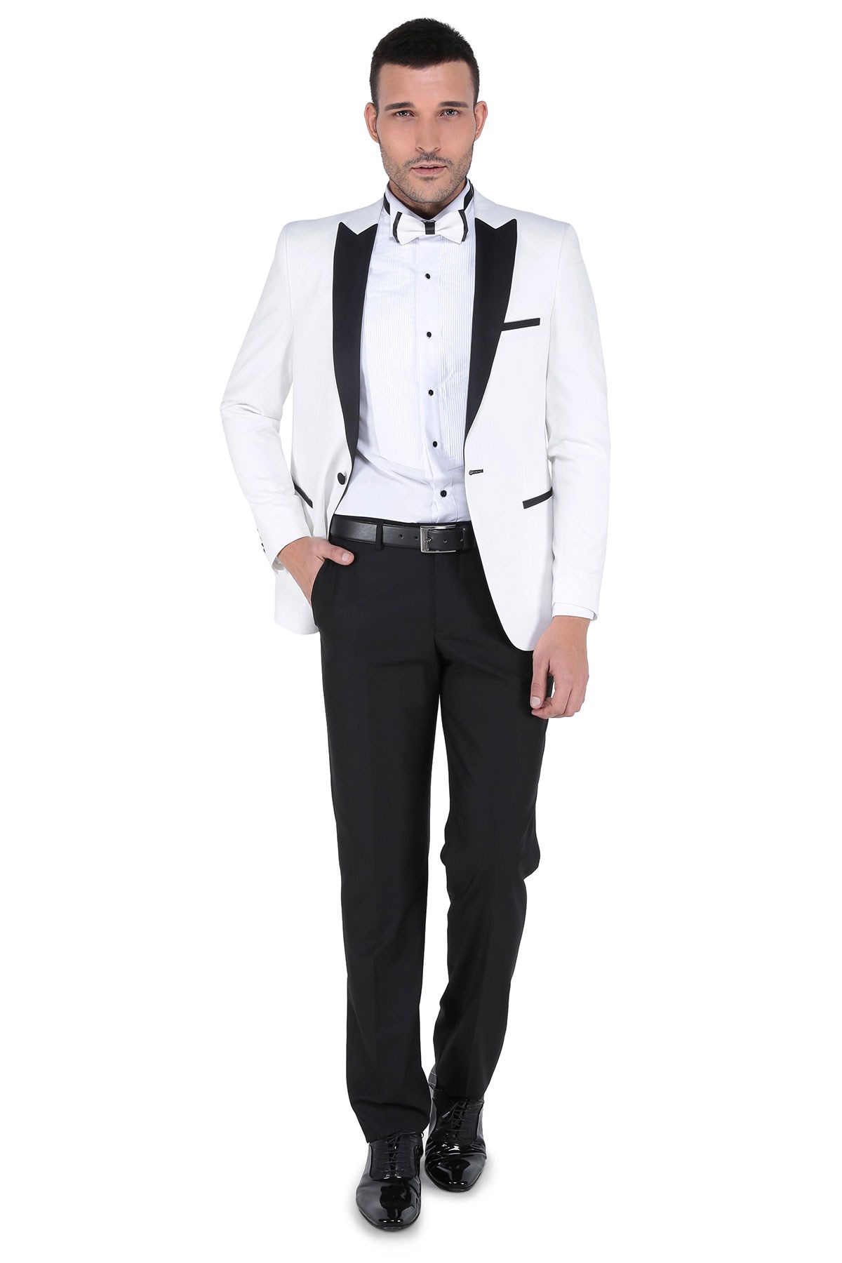 Kevın Ceremony Mono Kruvaze Slim Fit Smokin Takım - Krem resmi