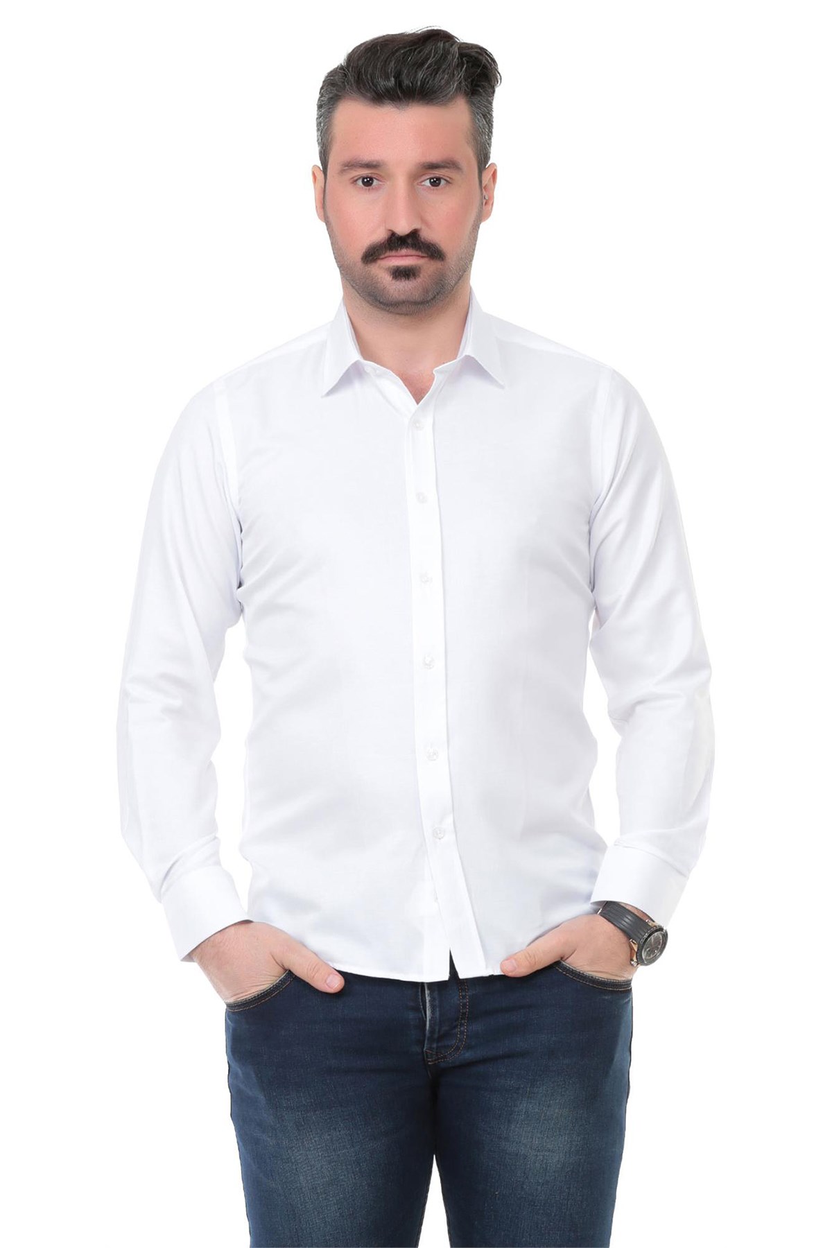 Sry 41102 Slim Fit Uzun Kol Gömlek - Beyaz resmi